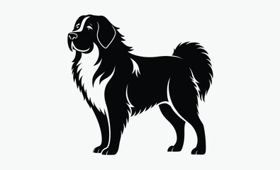 newfoundland dog silhouette, newfoundland dog line art silhouette vector illustration 