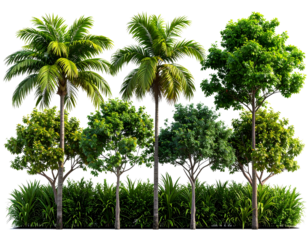 Jungle trees shapes cutout backgrounds 3d rendering file