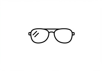 Simple black line drawing of aviator sunglasses on a white background