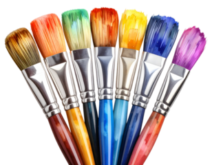 multicolored brushes isolated on transparent background multicolored watercolor ,