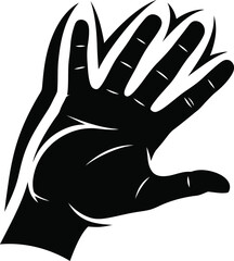 Obraz premium A stylized black and white image of a hand with an outlined design around it