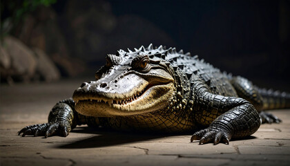 Obraz premium crocodile crawling on land