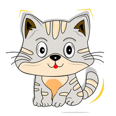Adorable kitten with big eyes and cute expression. Suitable for pet-themed products, children’s books, stickers, and educational materials. Soft and friendly illustration.