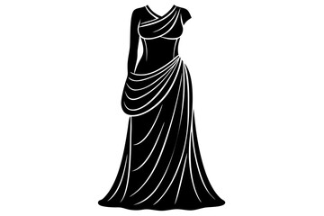 Naklejka premium Elegant greek dress with drapery silhouette vector illustration