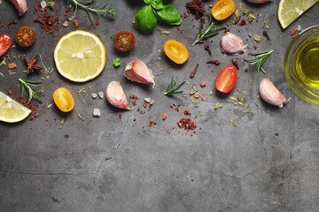 A background with different spices with copy space