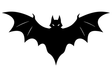 Fototapeta premium Flying bat with spread wings halloween silhouette vector illustration