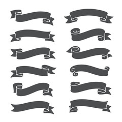 A vintage vector collection of red and gold ribbon banners, labels, and scrolls for design elements