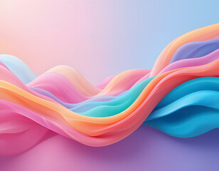 Colorful Abstract Waves of Soft Fabric in Pastel Gradient Background