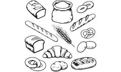Hand drawn bakery products