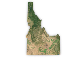 Realistic map of Idaho isolated on transparent background. Contains modified Copernicus Sentinel data 2025.