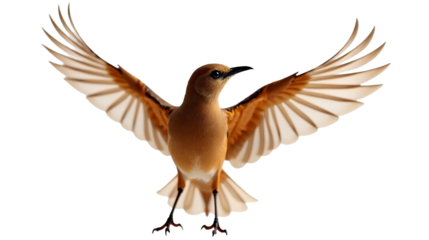 Nightingale displaying vibrant wings with soft brown plumage in an enchanting moment of flight