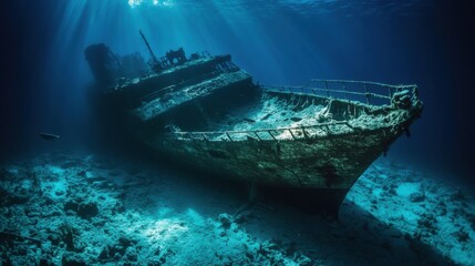 underwater ferry wreck very dark sea
