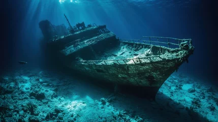 Vitrage gordijnen underwater ferry wreck very dark sea  © ANDREI