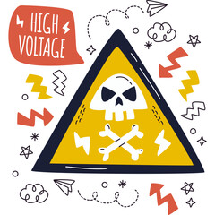 High voltage cute carton sign