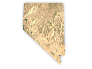 Realistic map of Nevada isolated on transparent background. Contains modified Copernicus Sentinel data 2025.