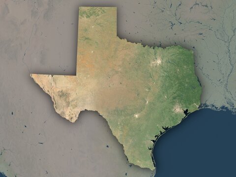 Very detailed map of Texas with clear state borders and visible cities. Contains modified Copernicus Sentinel data 2025.