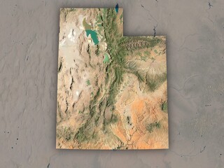 Very detailed map of Utah with clear state borders and visible cities. Contains modified Copernicus Sentinel data 2025.