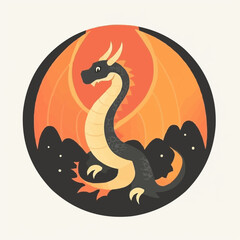 Obraz premium Minimal flat icon of dragon token in fantasy style, ideal for game UI, digital products and collectible designs