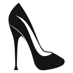 Elegant black silhouette of a high heeled shoe perfect for fashion and style designs