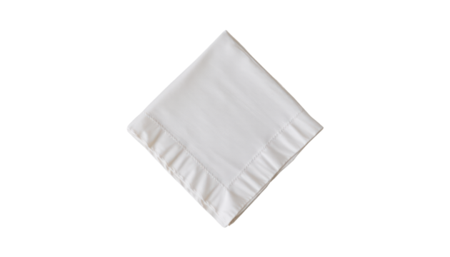 a rectangular white cloth with a folded corner design, resembling a flag or napkin with an inverted triangle shape at one end