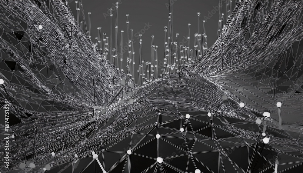 Poster internet technology network abstract black and white background large amount of data 3d rendering