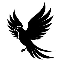 Obraz premium Elegant black silhouette of a bird soaring gracefully in the sky