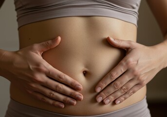 Deep Breathing with Hands on Belly Meditation Calm Relaxation Wellness