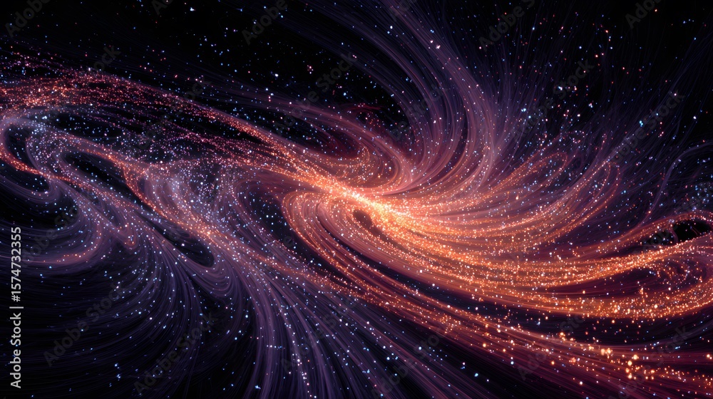 Wall mural swirling galactic dust and particles create a mesmerizing abstract background with vibrant colors.