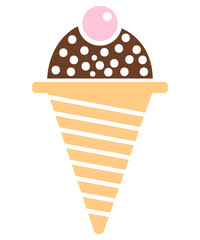 Ice cream clip art design on plain white transparent isolated background for sign, decal, card, shirt, hoodie, sweatshirt, apparel, tag, mug, icon, poster or badge