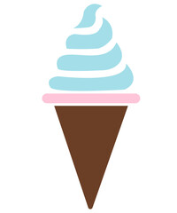 Ice cream clip art design on plain white transparent isolated background for sign, decal, card, shirt, hoodie, sweatshirt, apparel, tag, mug, icon, poster or badge