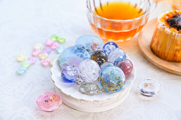 レジン小物作りとティータイム