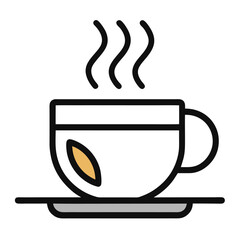 Minimalist line art illustration of a steaming coffee cup perfect for cafe branding and beverage concepts