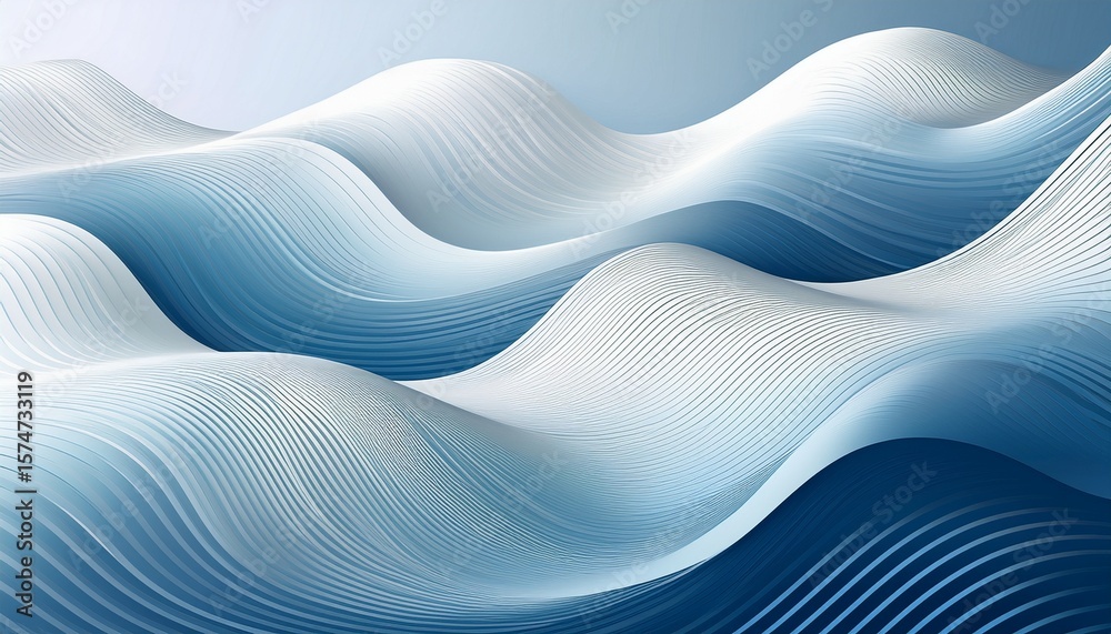 Poster gradient wave lines pattern abstract background with white and blue colors modern minimalistic graph