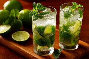 Fototapeta premium Classic mojito with mint and lime.