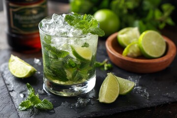Fototapeta premium Classic mojito with mint and lime.