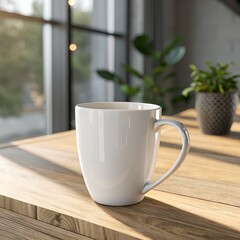 Fototapeta premium cup of coffee on wooden table
