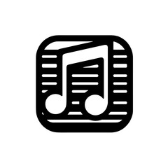 Minimalistic black and white music app icon with geometric shapes  
