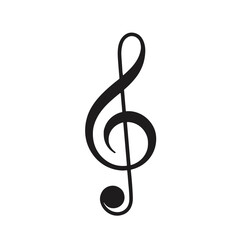 Minimalistic black bass clef illustration in clean vector style  
