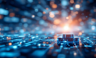 Abstract futuristic circuit board pedestal design