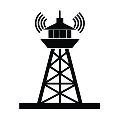 Control Tower Silhouette with Antennas and Radar