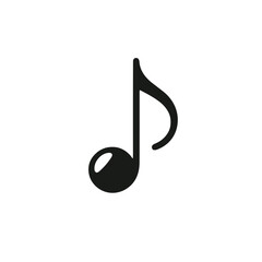 Black musical note icon in minimalist vector design  