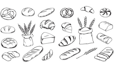 Hand drawn bakery products