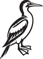 Fototapeta premium Gannet bird black and white illustration, Bold seabird drawing for print design