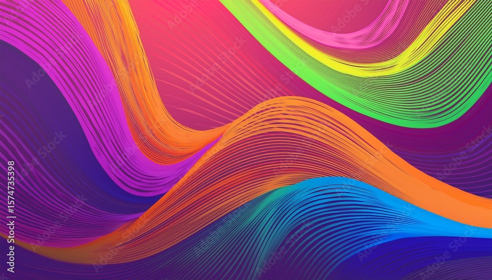 Aufkleber abstract background with color lines graphic shapes with gradient pattern with curve 3d rainbow ribb