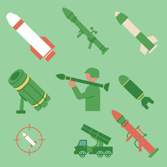Rocket and Missile Launcher vector Set – Military Weapons Outline Vector Illustration