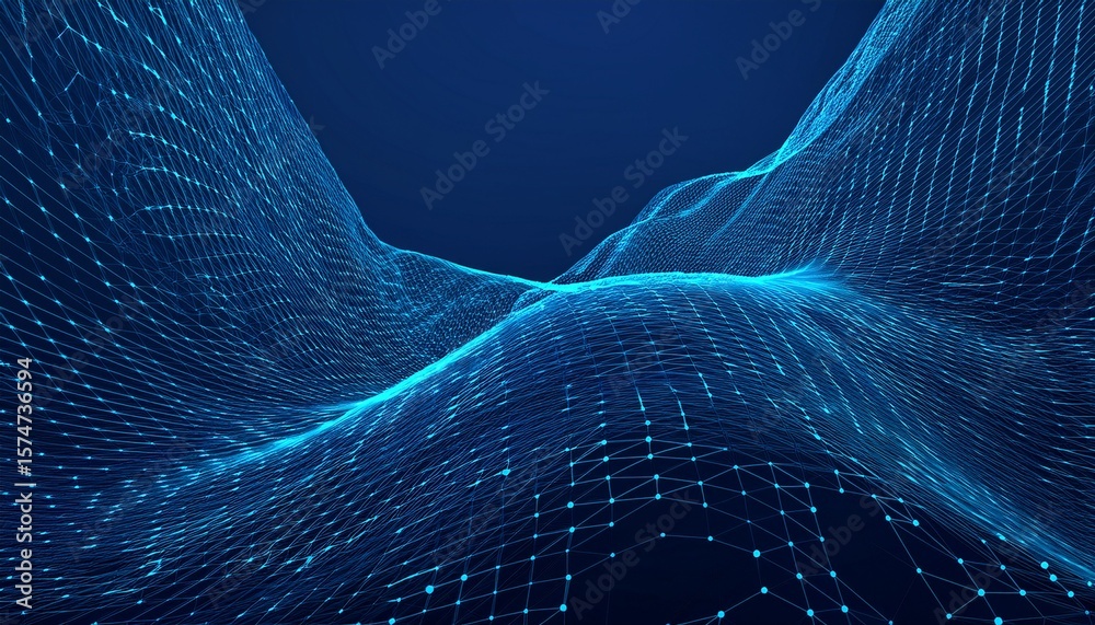 Aufkleber abstract digital background network connection structure big data futuristic abstract wave 3d rendering