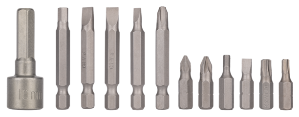 Full set of screwdriver and socket bits