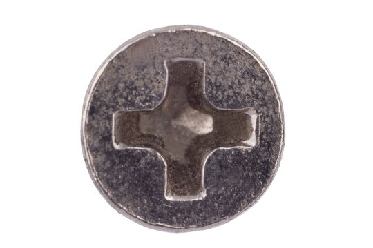 Flat Head Cross Slot Screw Close Up