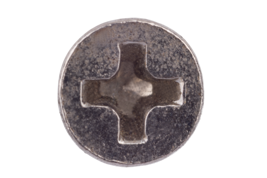 Flat Head Cross Slot Screw Close Up