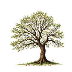 Obraz premium a serene scene of a tree with lush green leaves, adorned with yellow flowers